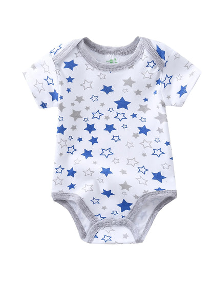 5PCS Baby Boy Sailboat Short Sleeve Romper Set