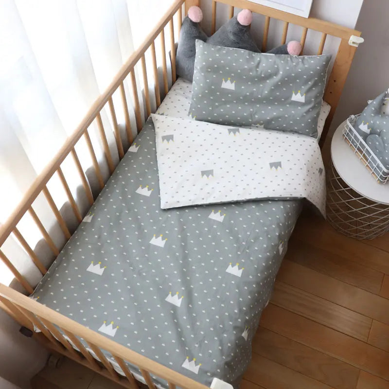 3-Piece Cotton Baby Crib Bedding Set Star Pattern