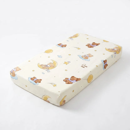 100% Cotton Baby Crib Fitted Sheet Bear Moon Star