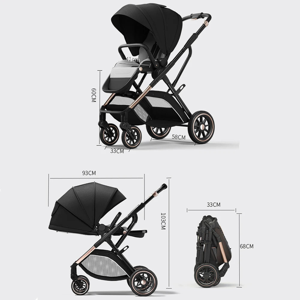 Convertible High Landscape Baby Stroller with Reversible Seat
