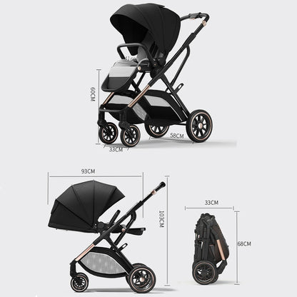 Convertible High Landscape Baby Stroller with Reversible Seat