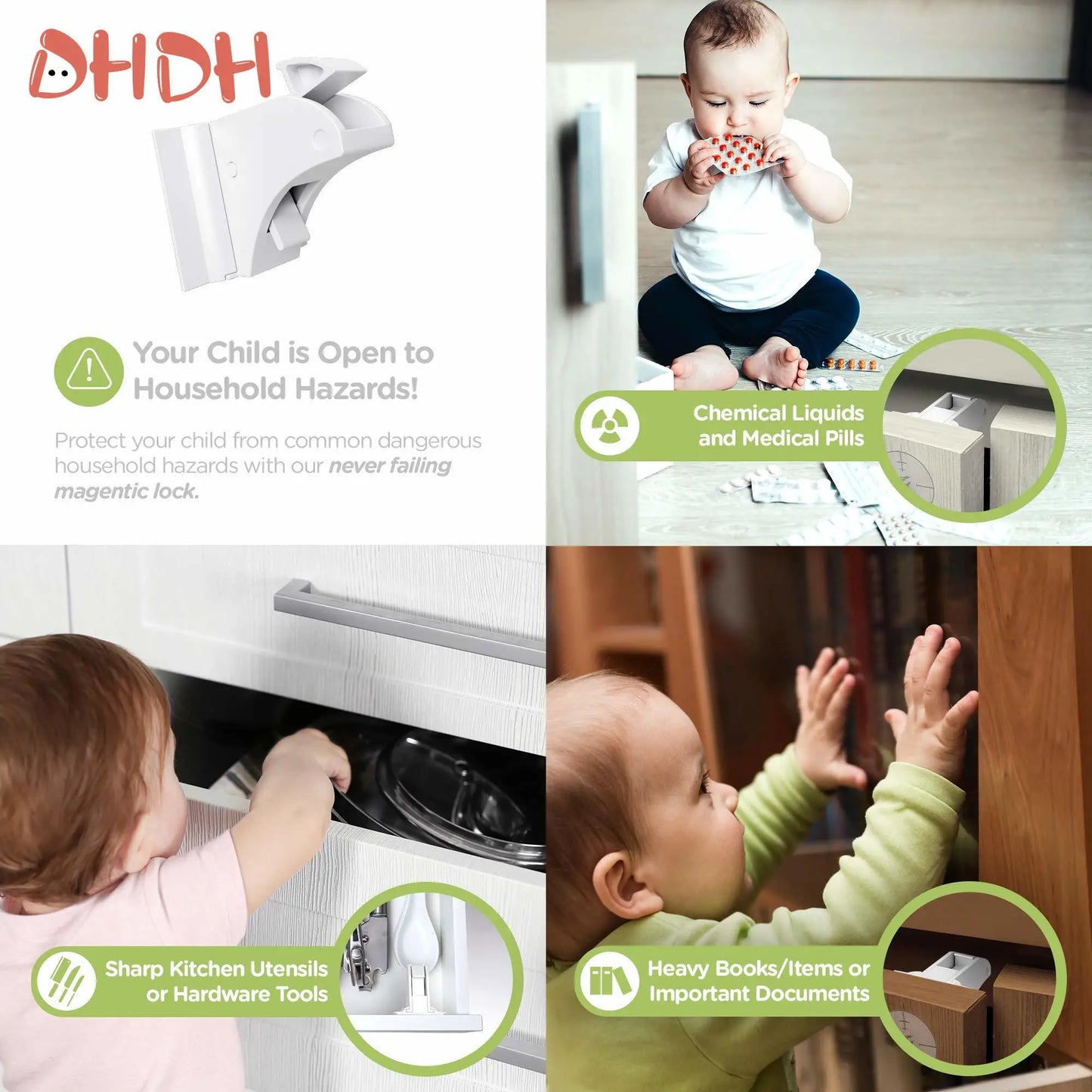 Magnetic Baby Safety Cabinet Locks Self-Adhesive Screw Fixed