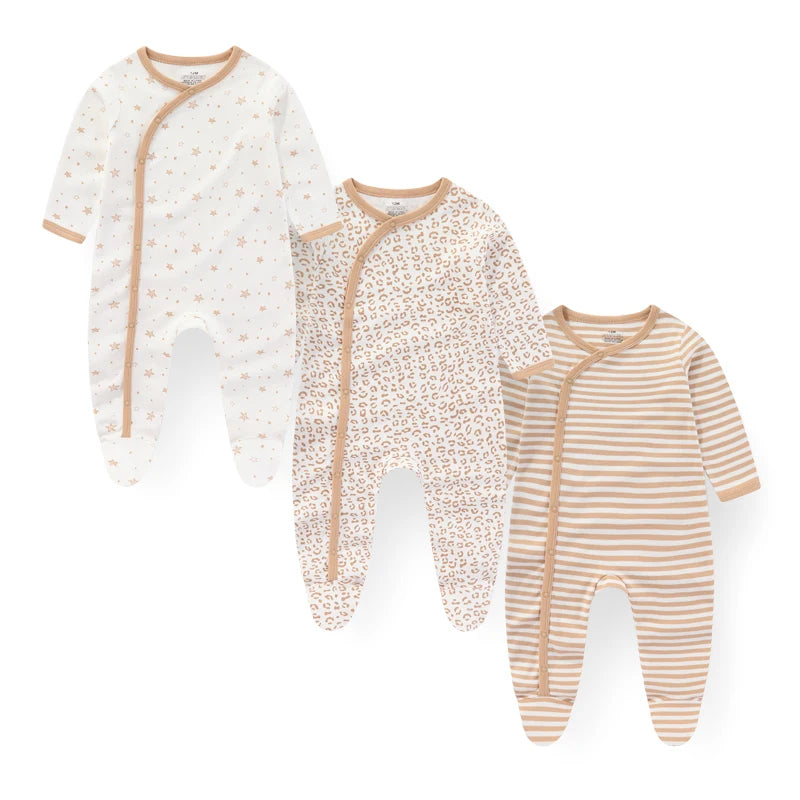 3-Piece Cartoon Cotton Baby Long Sleeve Romper Set