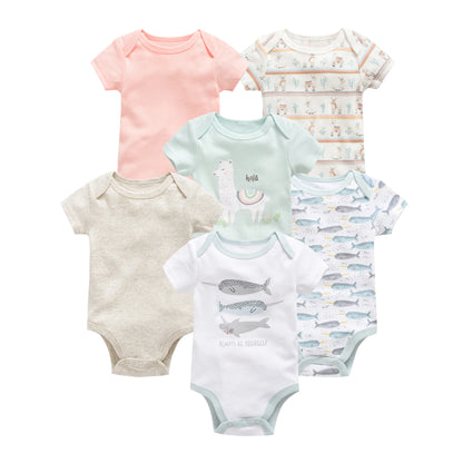 3/6-Piece Cotton Baby Short Sleeve Bodysuit Set