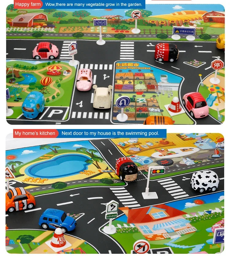 City Traffic Car Park Baby Play Mat Kids Rug