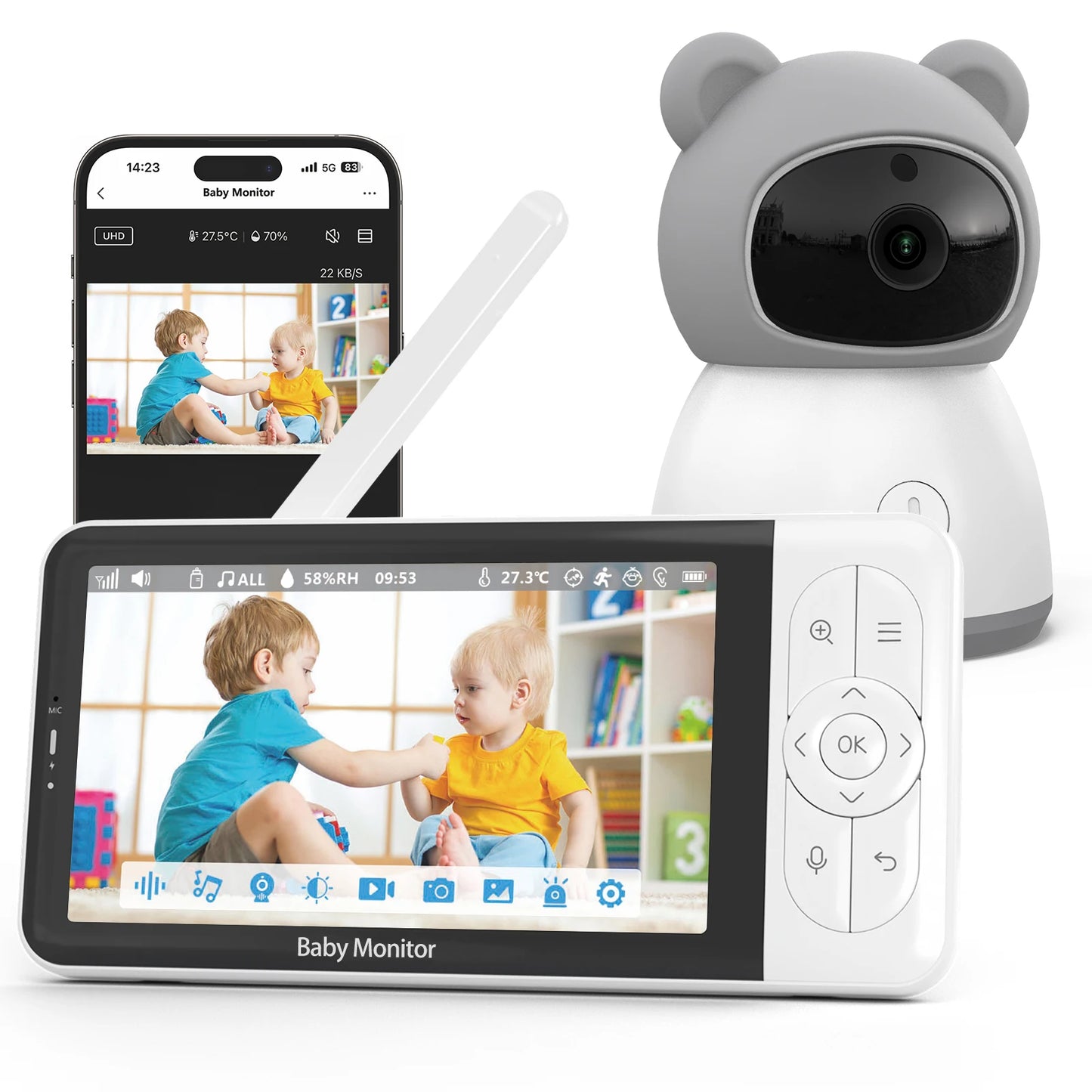 Tuya Smart Baby Monitor 2K Camera with Display