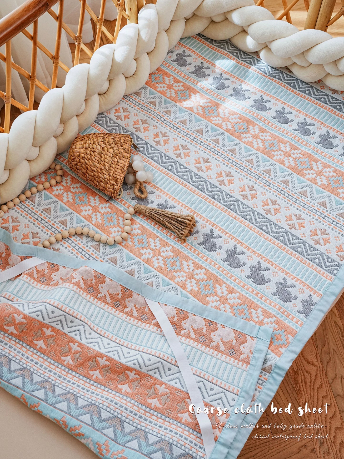 3-Piece Cotton Baby Crib Bedding Set Star Pattern
