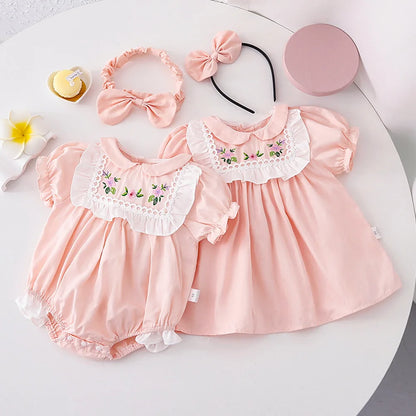 Summer Baby Girl Short Sleeve Triangle Romper Jumpsuit