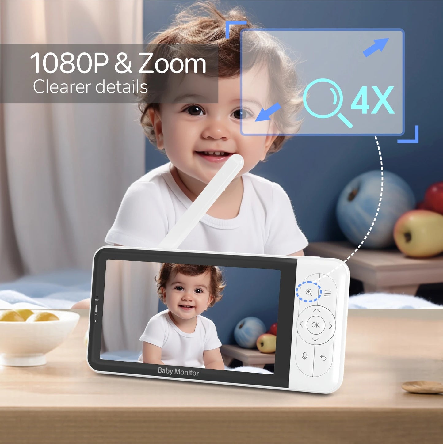 Tuya Smart Baby Monitor 2K Camera with Display