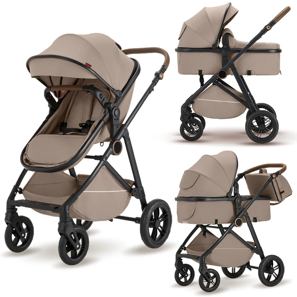 2-in-1 High Landscape Baby Stroller with Canopy