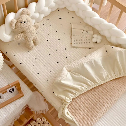 Korean Style Quilted Baby Crib Fitted Mattress Pad